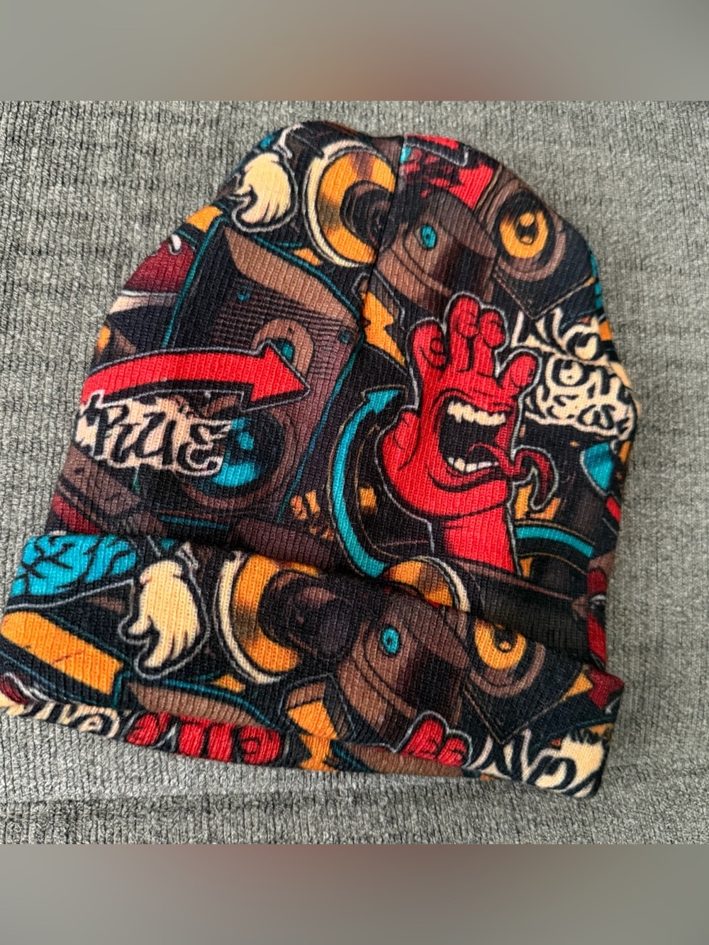 💥 Graffiti Art Bright Multicolored Urban Flip Knit Beanie